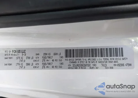 2019 Ram 1500 Classic Tradesman 4X2 8' Box from USA, damaged, VIN 3C6JR6DG9KG507201